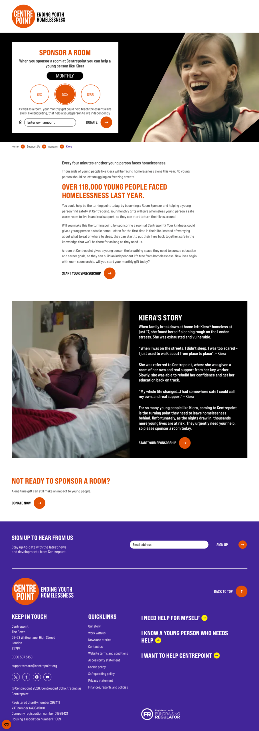 cetrepoint charity facebook landing page kmac digital