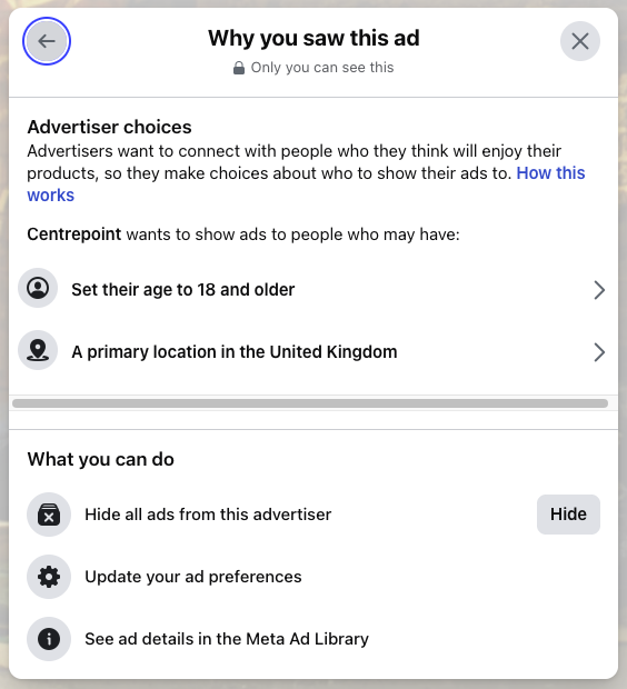 cetrepoint charity facebook why am i seeing this ad 2 kmac digital