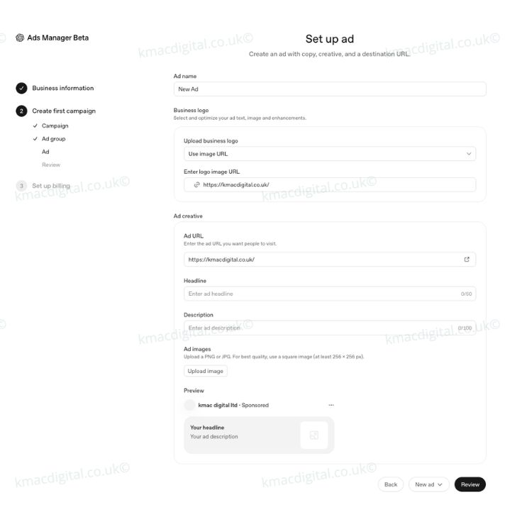 chatgpt ads manager ad setup kmac digital