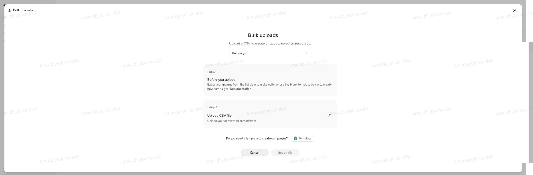 chatgpt ads manager campaign upload kmac digital