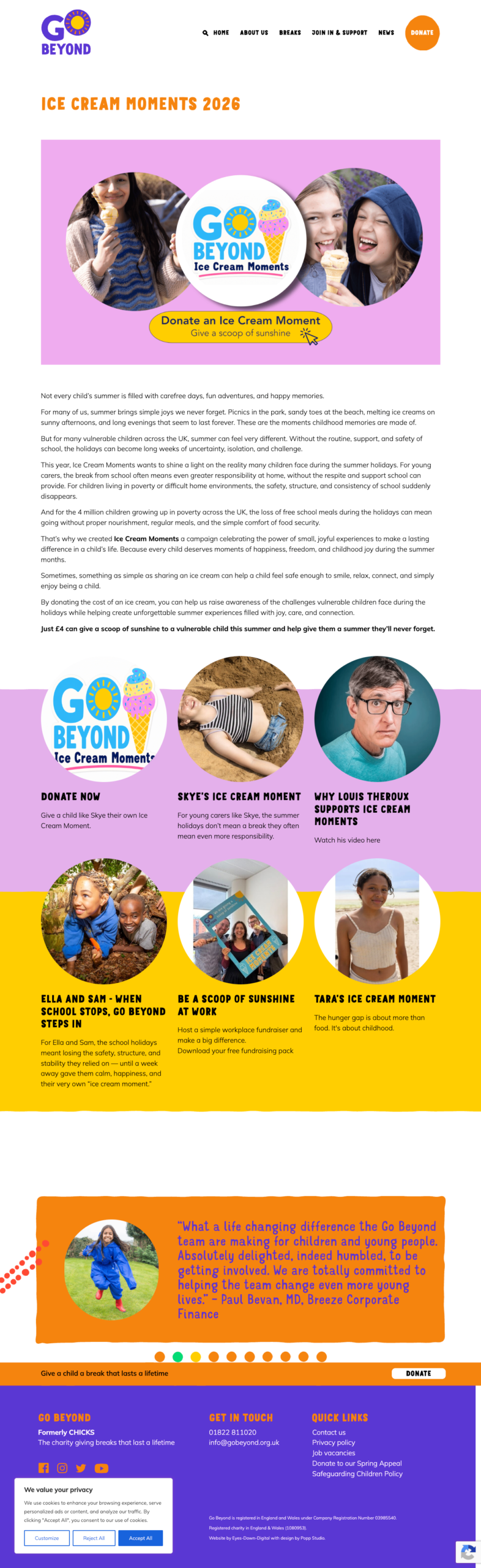 go beyond charity facebook landing page kmac digital