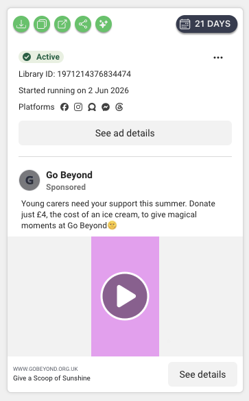 go beyond charity facebook meta ads library 4 kmac digital
