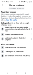go beyond charity facebook why am i seeing this ad kmac digital