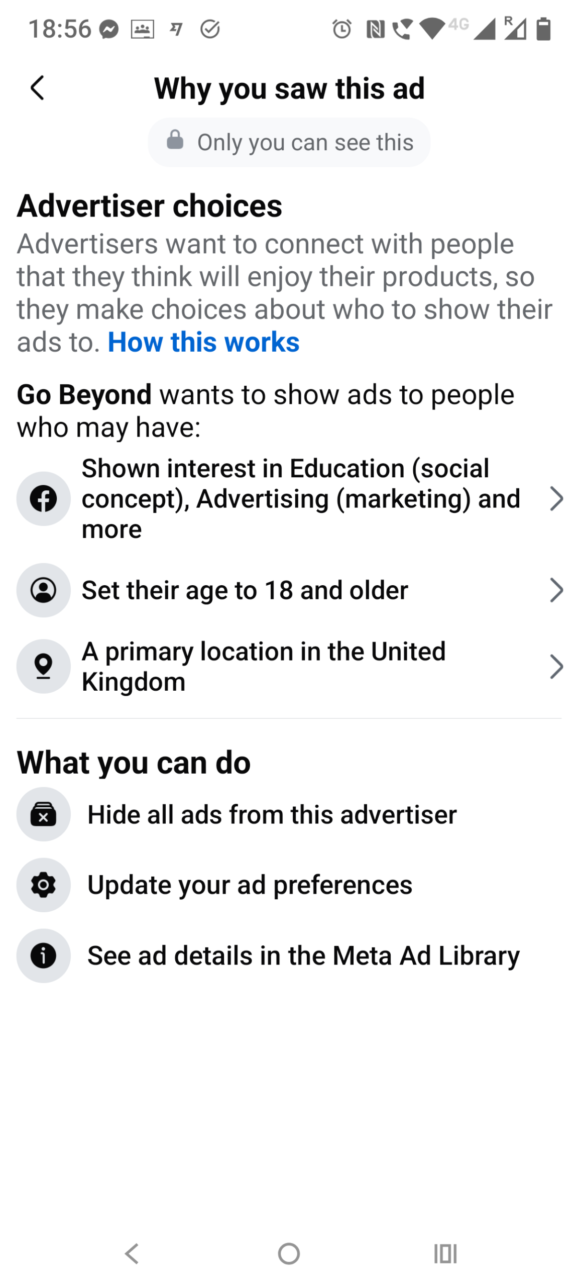 go beyond charity facebook why am i seeing this ad kmac digital