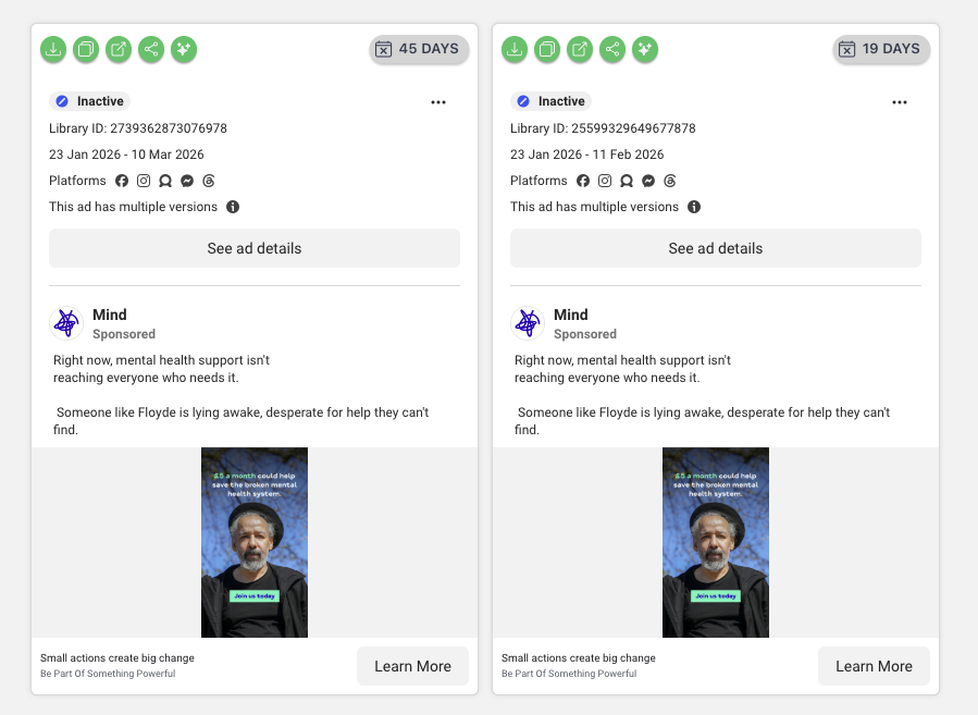 mind charity facebook meta ads library 1 kmac digital
