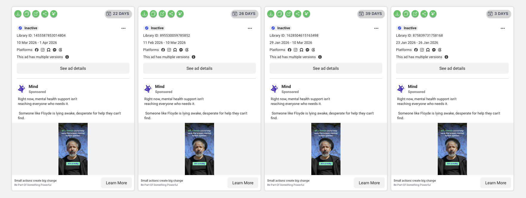 mind charity facebook meta ads library 2 kmac digital