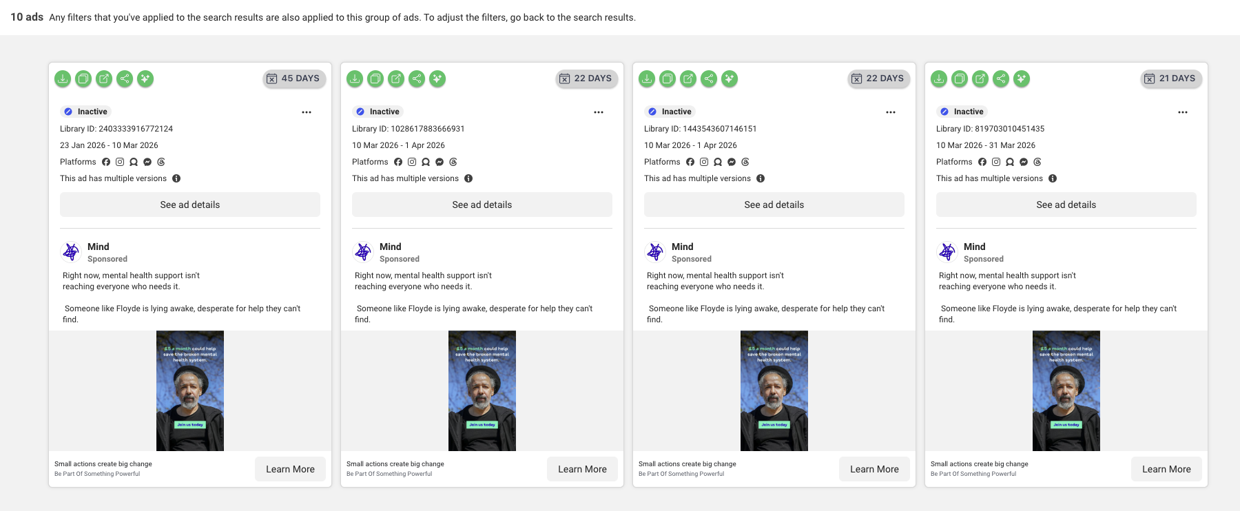mind charity facebook meta ads library 3 kmac digital