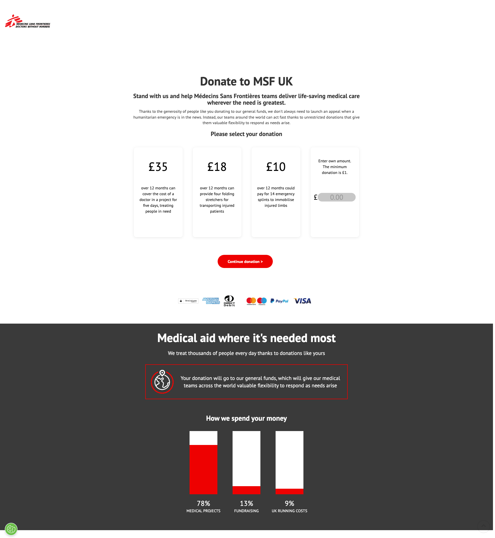 msf charity facebook lnding page kmac digital