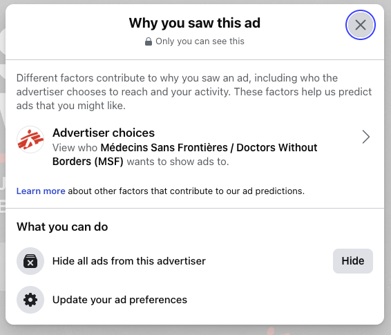 msf charity facebook why am i seeing this ad 1 kmac digital